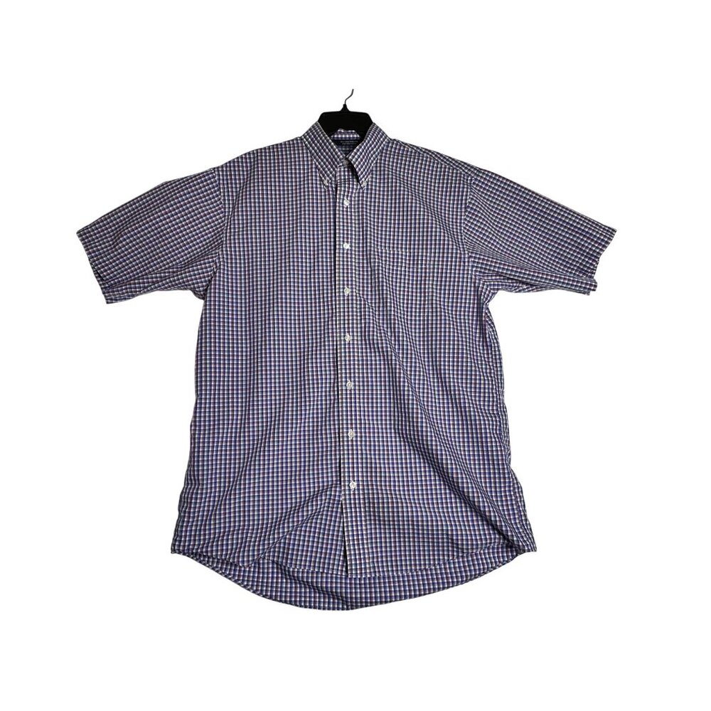 Gentry Augusta Georgia Blue Plaid Button Down Shirt Mens Large Wrinkle Free